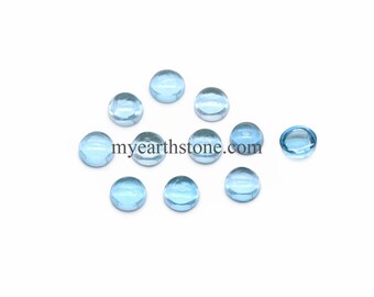 Swiss Blue Topaz Round Shape Cabochon Gemstone available at Discounted Price | Topaz Gemstone | Gems for Jewelry Making | Smooth Cabochon