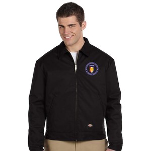 May include: A black work jacket with a zipper closure and a patch on the left chest that reads "U.S. Customs and Border Protection,  Enforcement Security".