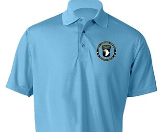 101st Airborne Division Embroidered Moisture Wick Polo Shirt -15405