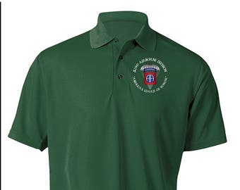 82nd Airborne Division Embroidered Moisture Wick Polo Shirt -3509