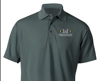 Operation Urgent Fury OUF  "Combat Infantryman's Badge" Embroidered Moisture Wick Polo Shirt -9304