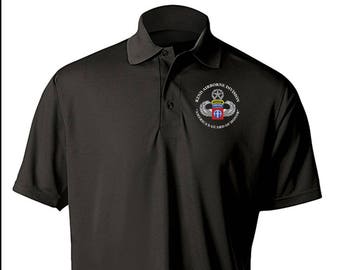 82nd Airborne Division w/ Ranger Tab Embroidered Moisture Wick Polo Shirt -3405