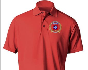 82nd Airborne Division "100th Anniversary"  Embroidered Moisture Wick Polo Shirt -3301