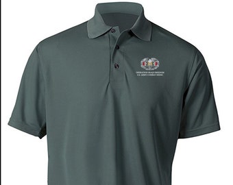 Operation Iraqi Freedom OIF "Combat Medical Badge" Embroidered Moisture Wick Polo Shirt -9372