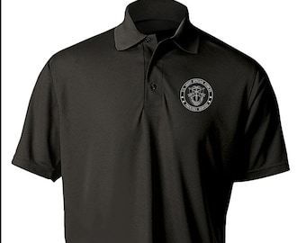希少 90’s POLO RL M-1943 black US.ARMY 40s US Army Special Forces -embroidered Moisture Wick Polo Shirt