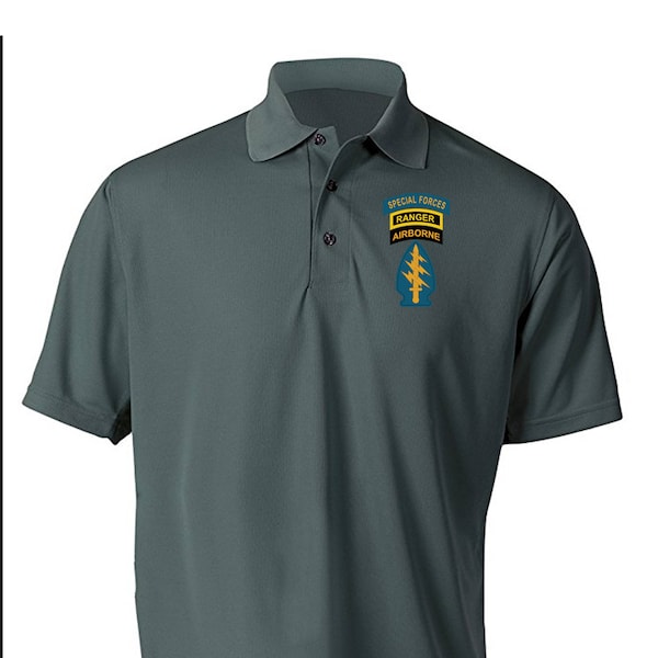 US Army Special Forces "Triple Canopy" Embroidered Moisture Wick Polo Shirt -3551