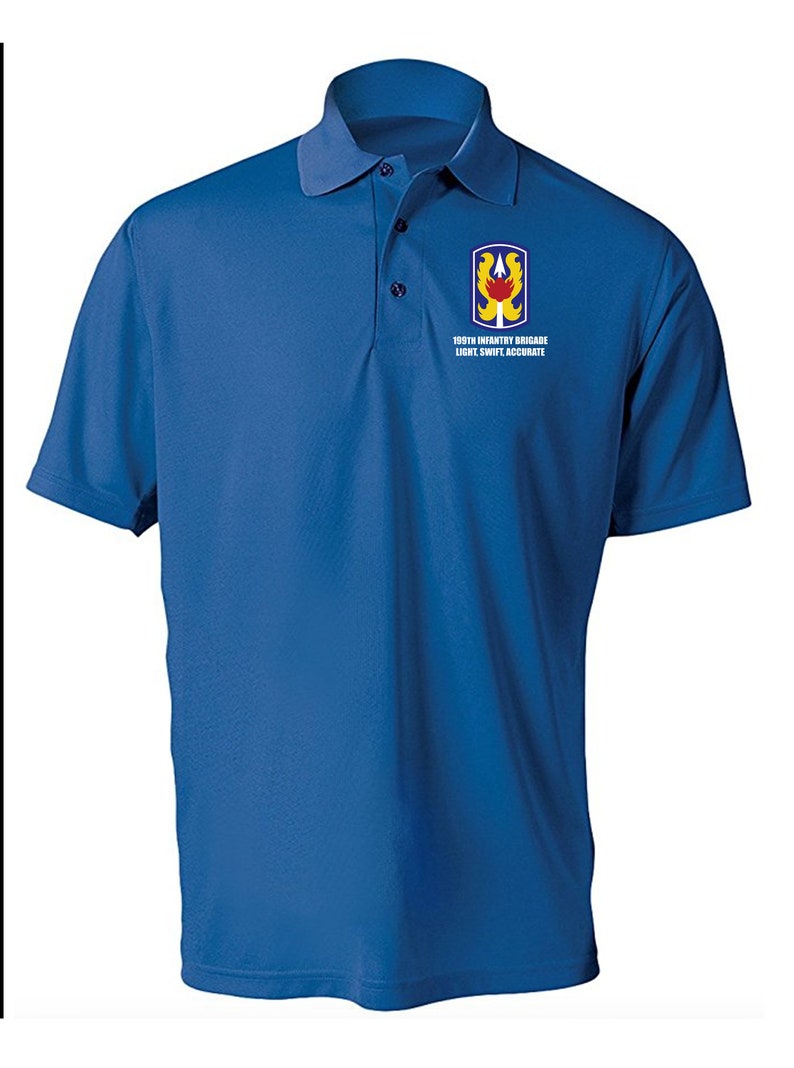 199th Light Infantry Brigade Embroidered Moisture Wick Polo Shirt 8607 Royal Blue