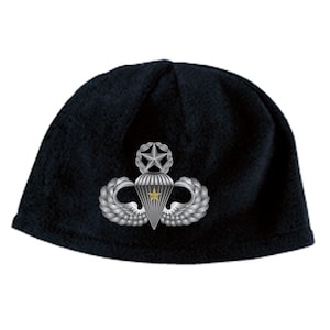 Master Parachutist Wings with Combat Jump Embroidered Fleece Beanie-15672