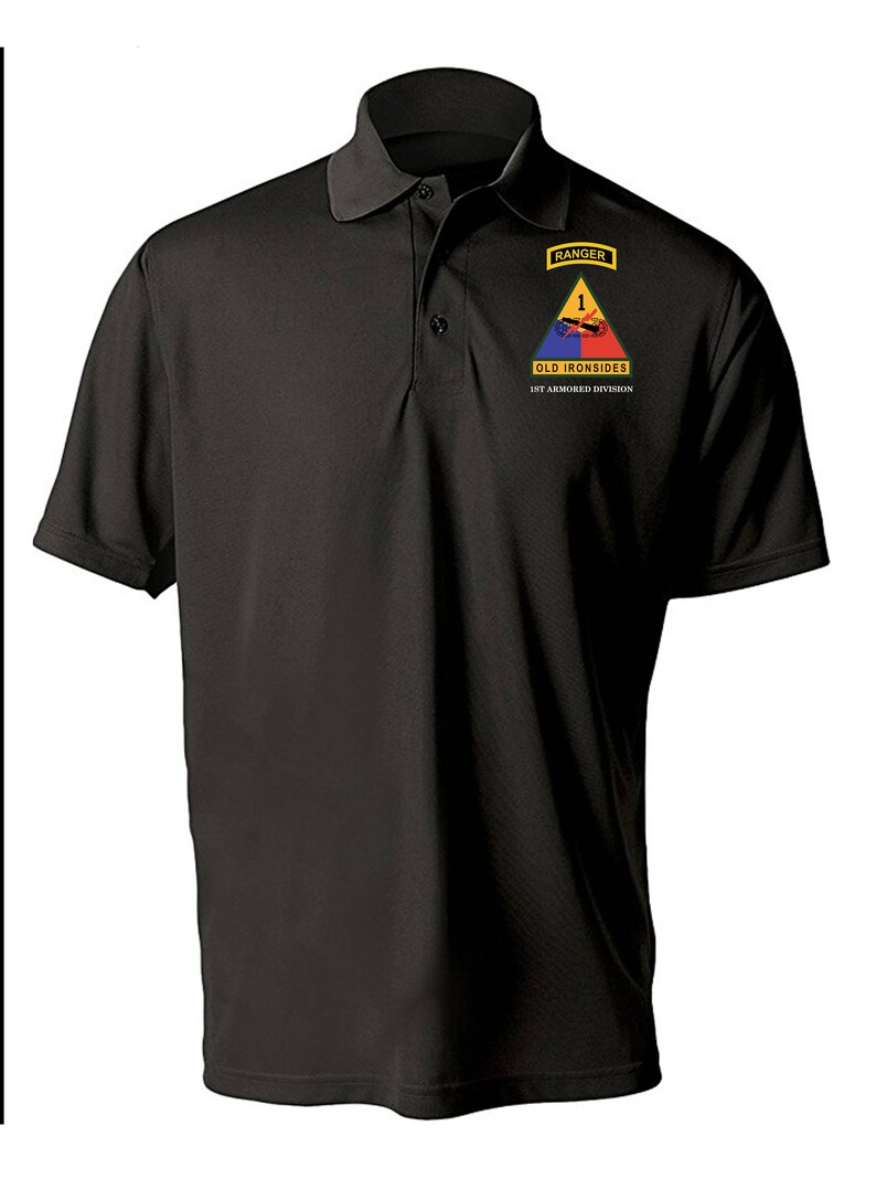 1st Armored Division w/ Ranger Tab Embroidered Moisture Wick Polo Shirt 3354 image 3