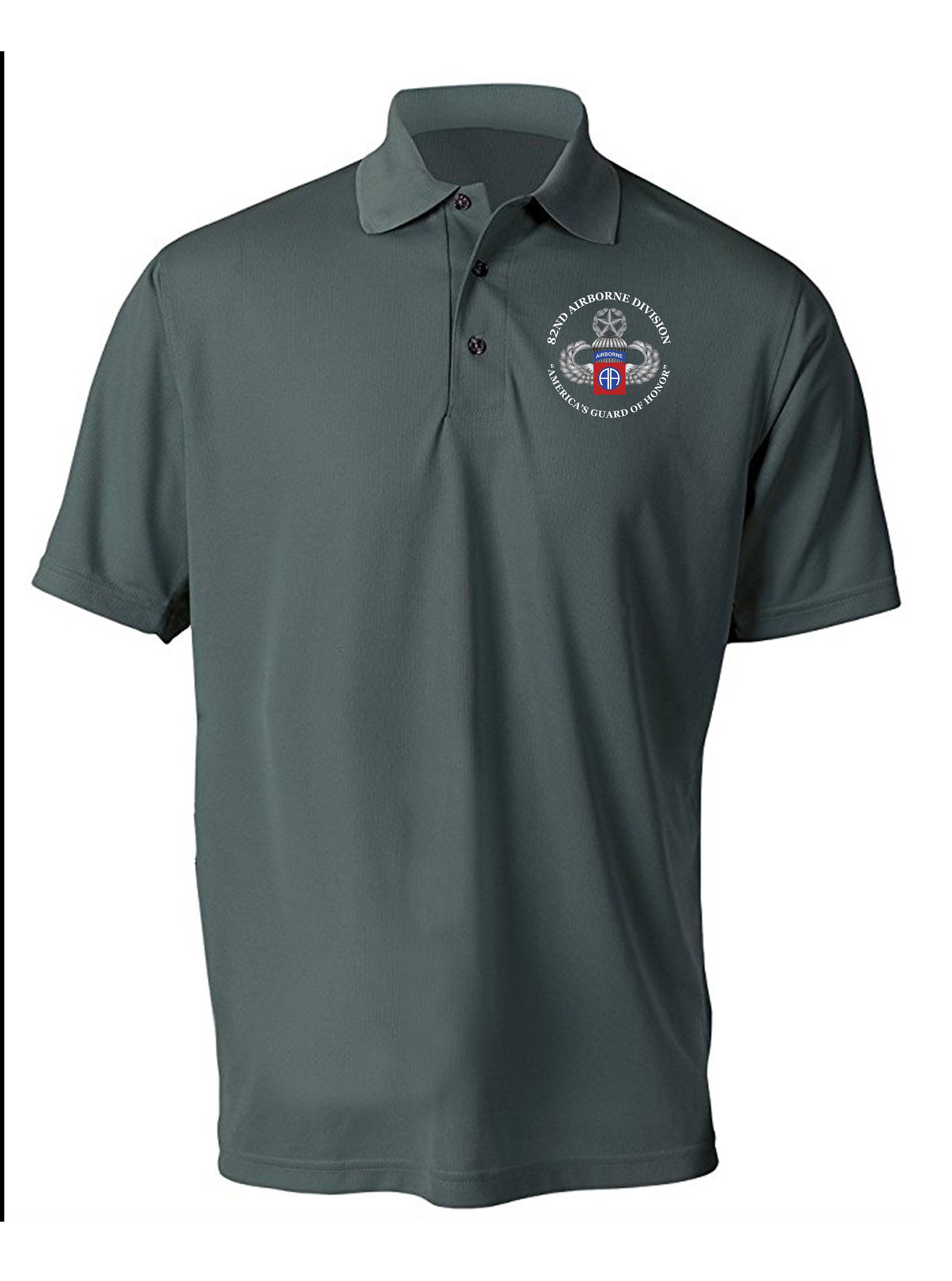 82nd Airborne Division Embroidered Moisture Wick Polo Shirt