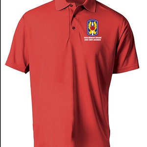 199th Light Infantry Brigade Embroidered Moisture Wick Polo Shirt 8607 Red