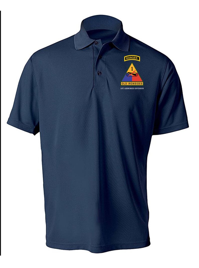 1st Armored Division w/ Ranger Tab Embroidered Moisture Wick Polo Shirt 3354 image 6