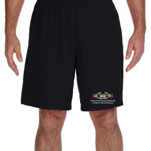Operation Iraqi Freedom -Combat Infantryman's Badge Embroidered Gym Shorts -10004