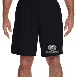 Operation Iraqi Freedom-Combat Medical Badge Embroidered Gym Shorts -10044