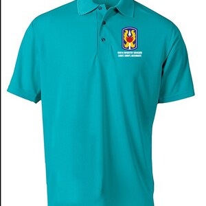 199th Light Infantry Brigade Embroidered Moisture Wick Polo Shirt 8607 Turquoise