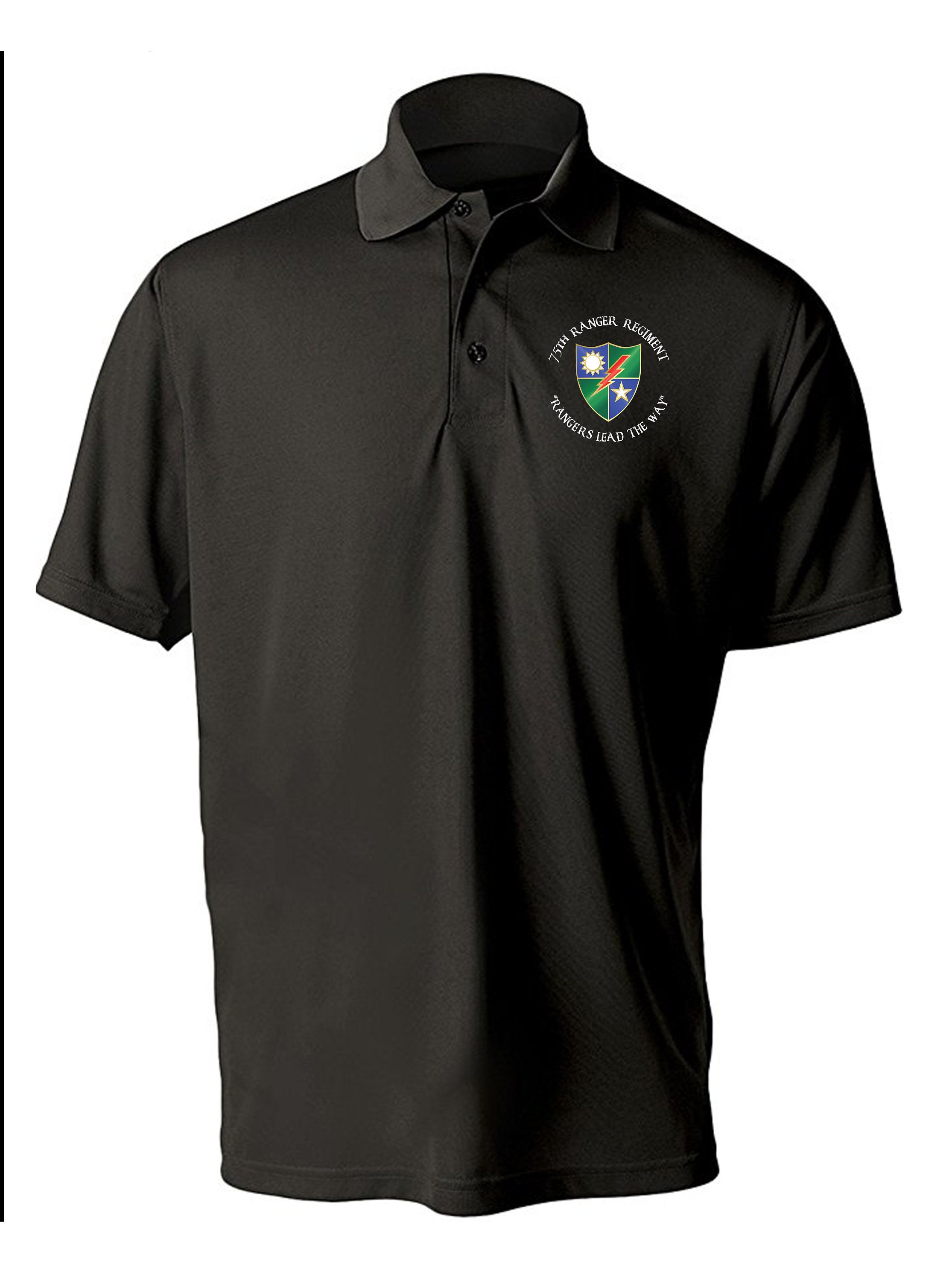75th Ranger Regiment Crest & Scroll Non-Patch Embroidered Polo Shirt