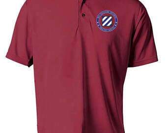 3rd Infantry Division Embroidered Moisture Wick Polo Shirt