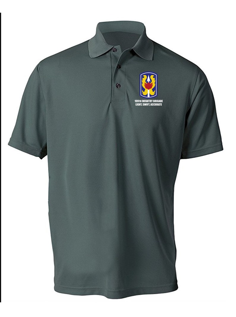 199th Light Infantry Brigade Embroidered Moisture Wick Polo Shirt 8607 Carbon