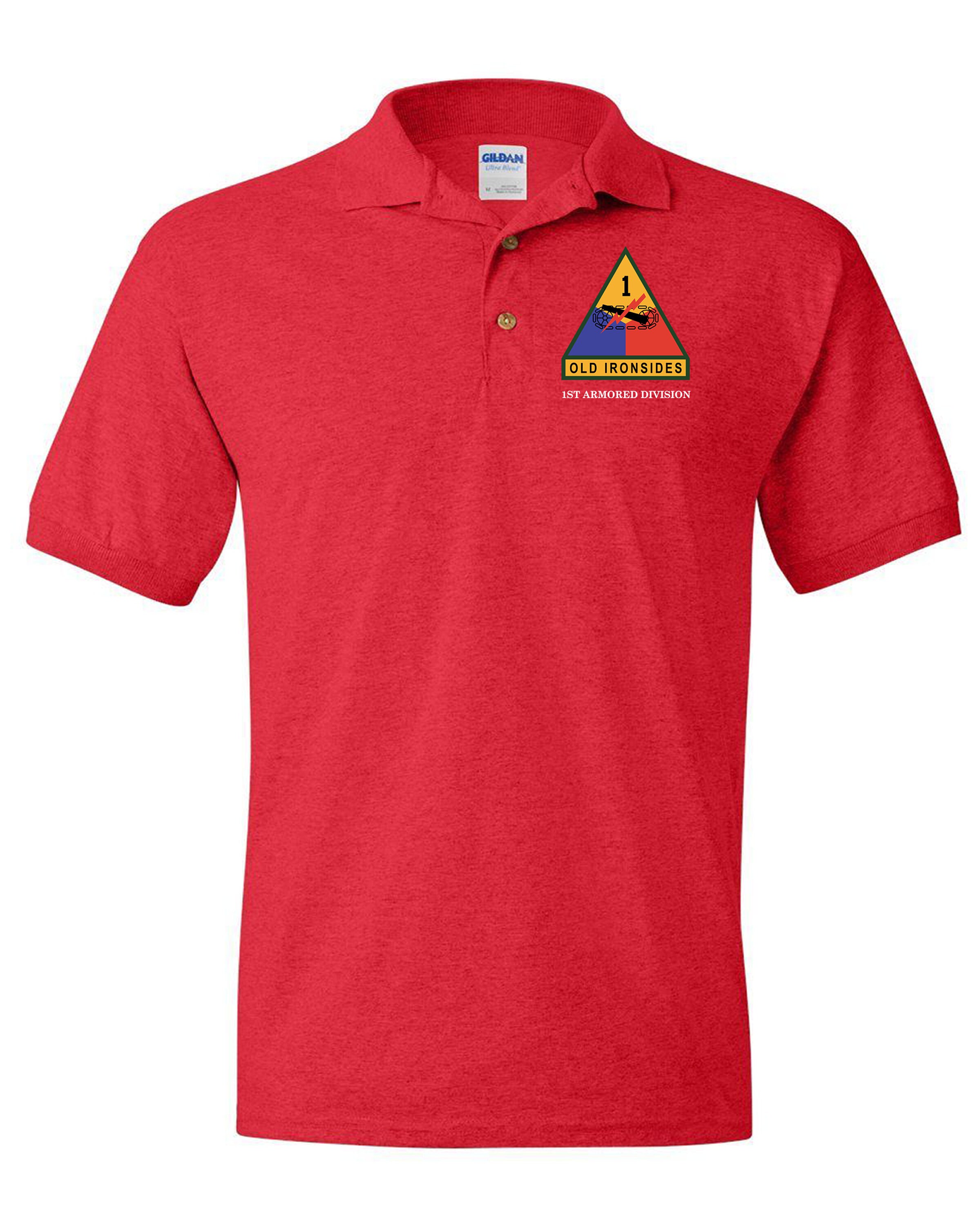 Army 1st Armored Division Patch Mens Regular-Fit Cotton Polo Shirt Short Sleeve Army 1st Armored Division Patch Mens Regular-Fit Cotton Polo Shirt Short Sleeve