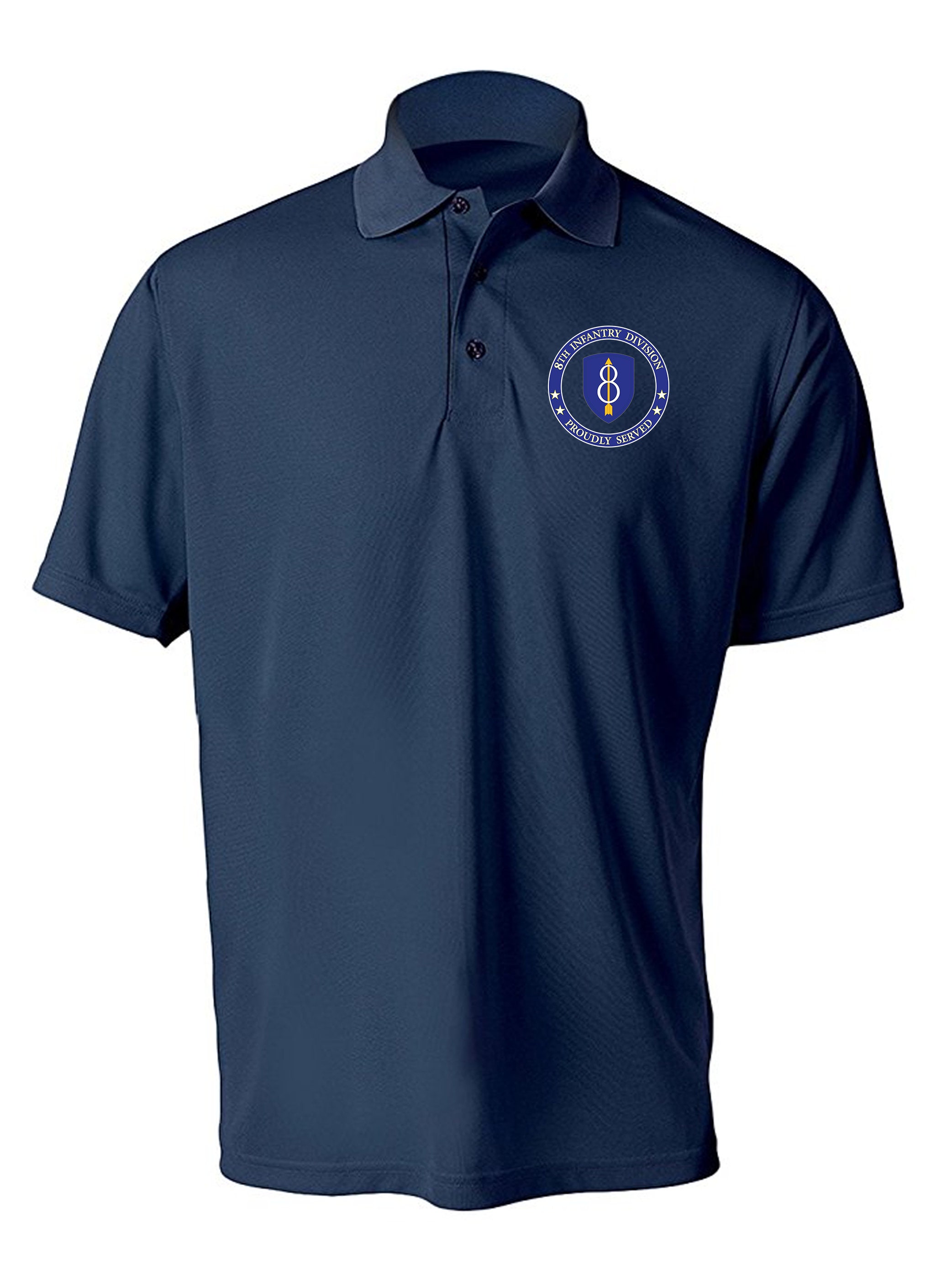 8th Infantry Division Embroidered Moisture Wick Polo Shirt -13862