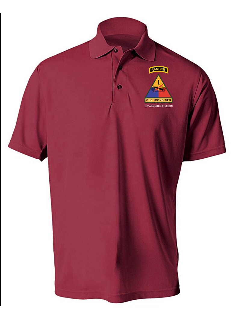 1st Armored Division w/ Ranger Tab Embroidered Moisture Wick Polo Shirt 3354 image 4