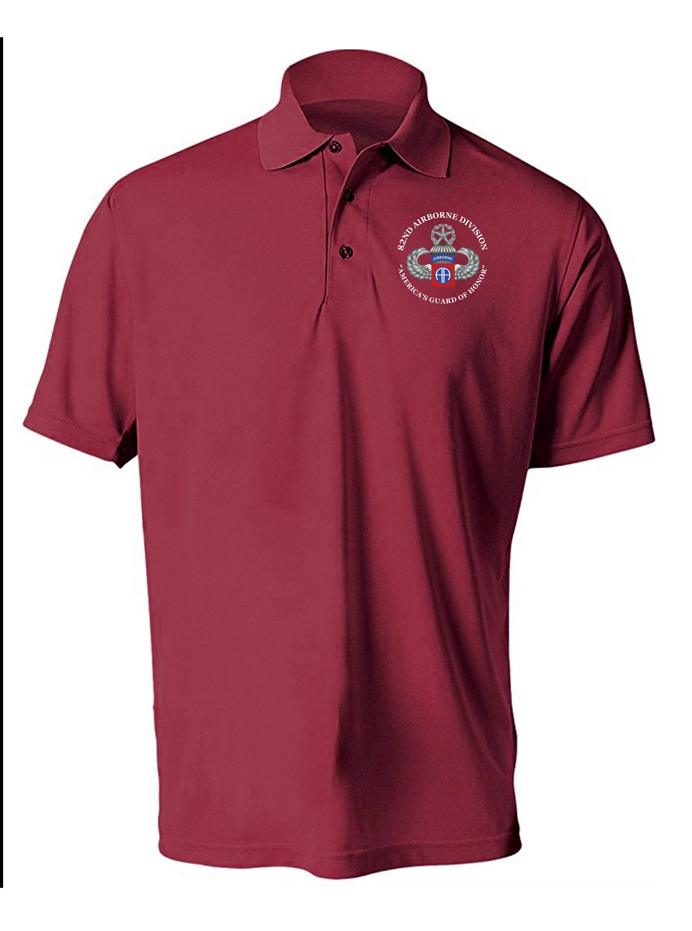 82nd Airborne Division Embroidered Moisture Wick Polo Shirt