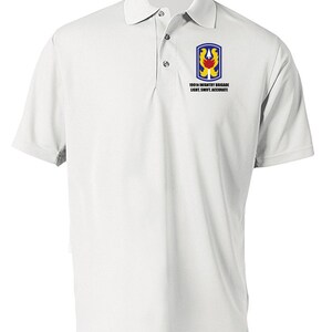 199th Light Infantry Brigade Embroidered Moisture Wick Polo Shirt 8607 White