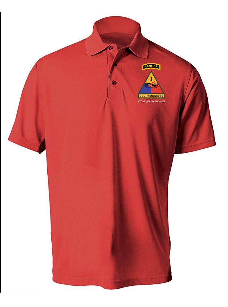 1st Armored Division w/ Ranger Tab Embroidered Moisture Wick Polo Shirt 3354 image 7