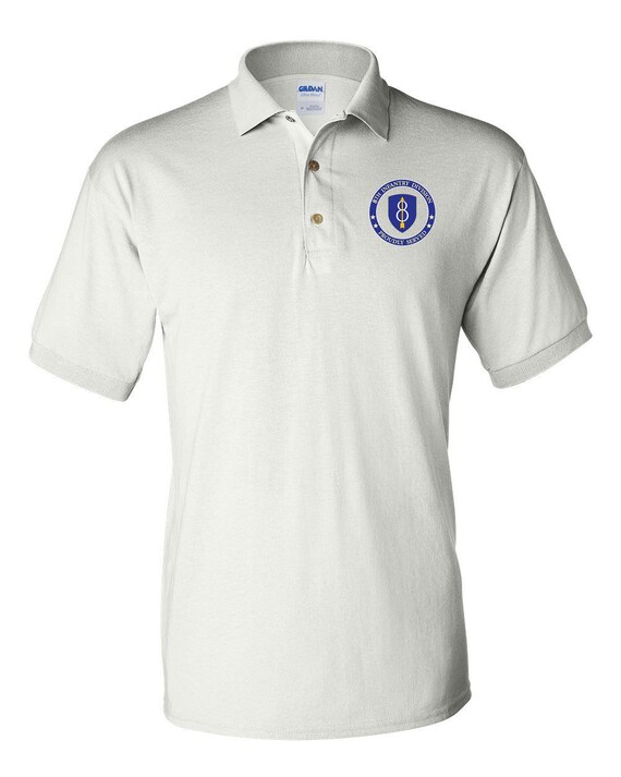 新品　tunica Wataridori Polo muiti【8th】 8th Infantry Division Embroidered Cotton Polo Shirt -13851 - Etsy