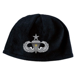 Senior Parachutist Wings with Combat Jump Embroidered Fleece Beanie-15673