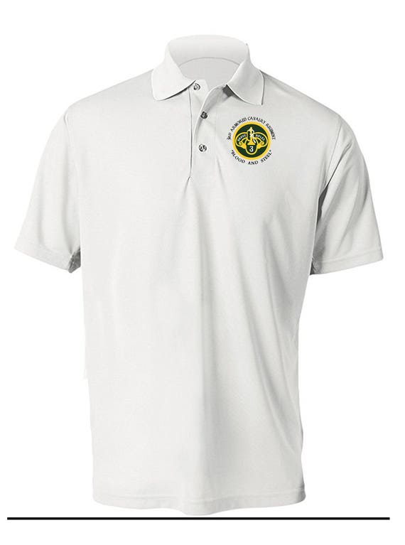 Scair MILITARY POLO SHIRT ホワイト 3 3rd Army (US Army Central)-embroidered Cotton Polo Shirt