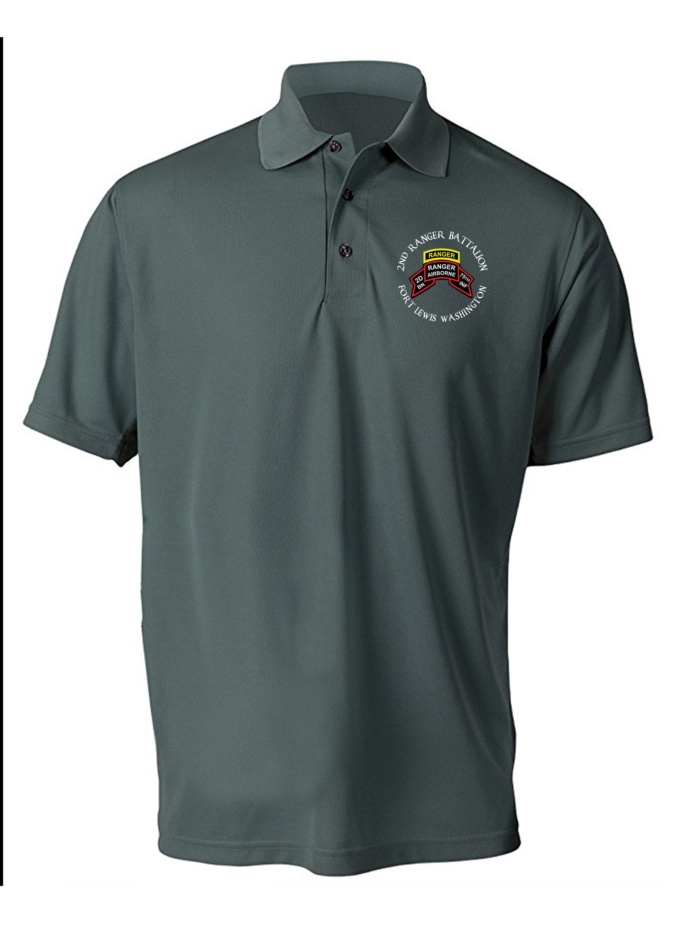 2/75th Ranger Battalion-Original Scroll Embroidered Moisture Wick Polo Shirt -10374