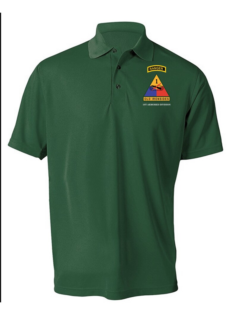 1st Armored Division w/ Ranger Tab Embroidered Moisture Wick Polo Shirt 3354 image 5