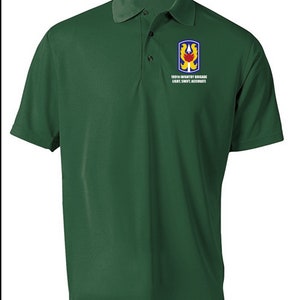 199th Light Infantry Brigade Embroidered Moisture Wick Polo Shirt 8607 Hunter Green