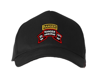 Gorra de béisbol bordada del Batallón de Rangers 2/75 (pergamino original) - 10530