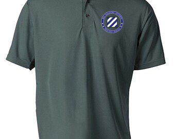3rd Infantry Division Embroidered Moisture Wick Polo Shirt