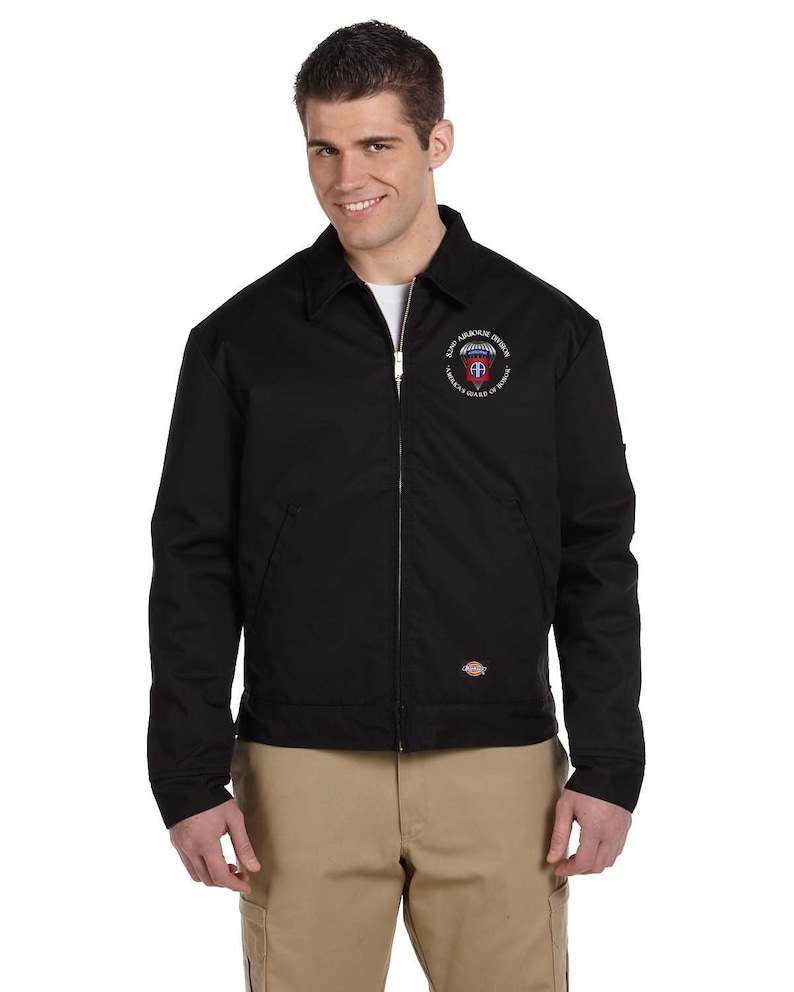 82nd Airborne Division Embroidered Dickies 8 Oz Lined Eisenhower Jacket-6061