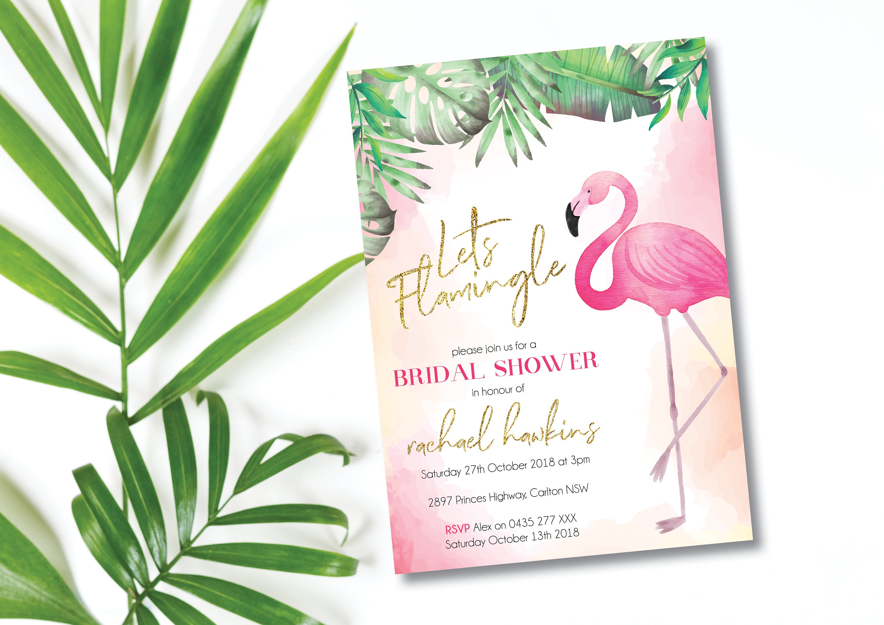 Lets Flamingle Bridal Shower Invitation Flamingo Themed Etsy