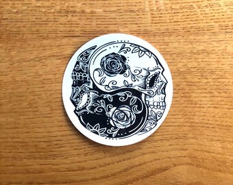 Skull Yin Yang Bumper 5” round Dead / Deadhead / Sugar Skull / Orignal Art Work