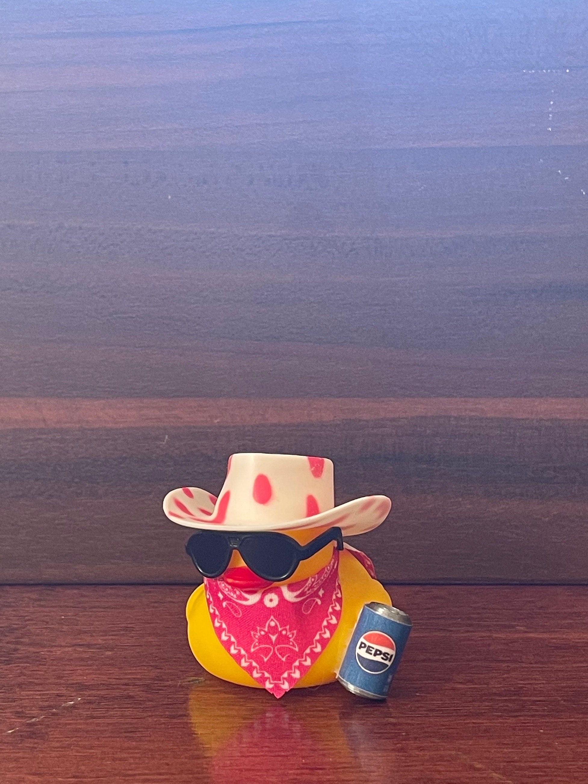 Teksome Paperella di Gomma con Cappello da Cowboy | Giocattolo da Bagno Galleggiante Occhiali da Sole,Anatre per cruscotto, Galleggiante Giocattolo da Bagno, di Gomma per Auto