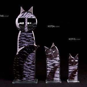 Cat glass statue many sizes up to 40 cm high. Handcrafted fused glass design. Perfect gift idea. image 2