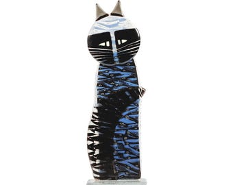 Cat glass statue many sizes up to 40 cm high. Handcrafted fused glass design. Perfect gift idea.