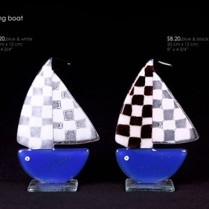 Sailing Boat made from fused glass 20 cm x 12 cm. Handcrafted unique glass gift idea.