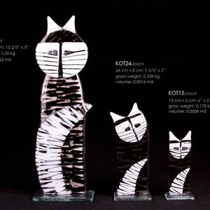 Cat glass statue many sizes up to 40 cm high. Handcrafted fused glass design. Perfect gift idea. image 1