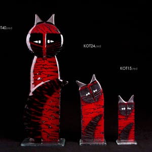 Cat glass statue many sizes up to 40 cm high. Handcrafted fused glass design. Perfect gift idea. image 6