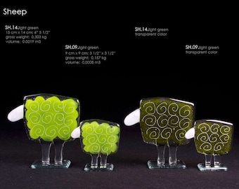 Sheep statue made from glass, available 2 sizes Unique design. Perfect gift idea. Handcrafted glass studio. Kids love this.