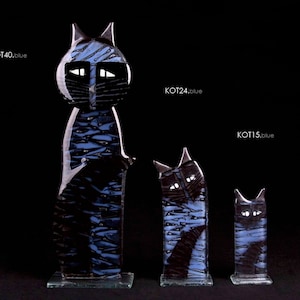 Cat glass statue many sizes up to 40 cm high. Handcrafted fused glass design. Perfect gift idea. image 3