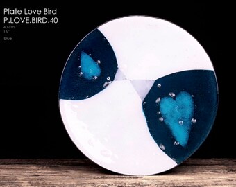 Love Birds Plater. Could be part of plates set. Fused art glass plater. You can buy separate each of sizes.