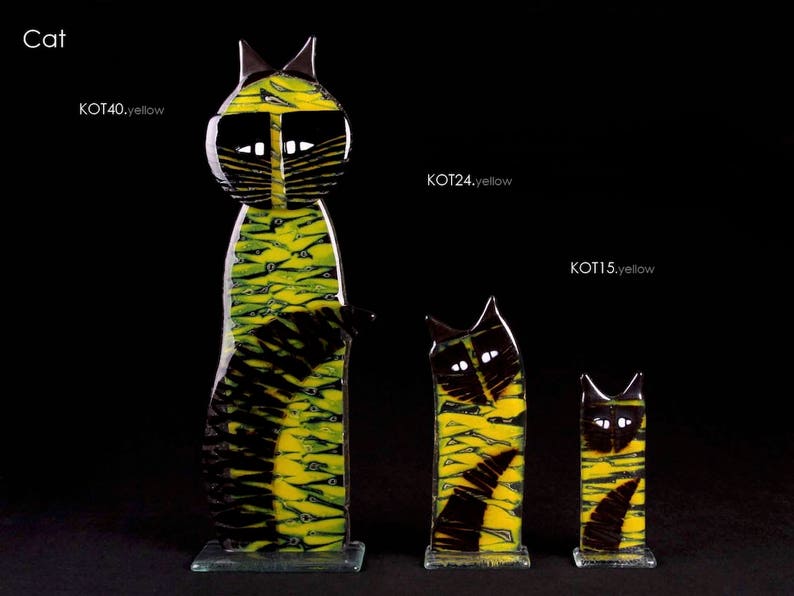 Cat glass statue many sizes up to 40 cm high. Handcrafted fused glass design. Perfect gift idea. image 8