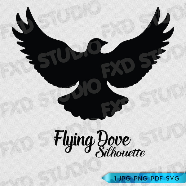 Flying Dove Silhouette Clip Art Image, Flying Dove Image, Flying Dove Silhouette, Flying Dove Clip Art, Flying Dove SVG PNG Instant Download